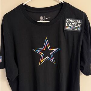 Nike Dallas Cowboys Black T-Shirt Crucial Catch Intercept Cancer (Men’s XL)